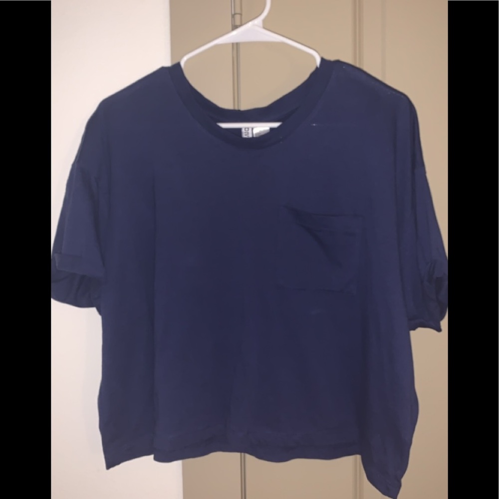 Blue Slouchy Crop Top